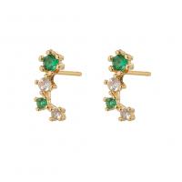 Cubic Zirconia Micro Pave Brass Earring gold color plated micro pave cubic zirconia & for woman & hollow Sold By Pair