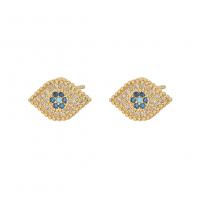 Cubic Zirconia Micro Pave Brass Earring Eye gold color plated micro pave cubic zirconia & for woman Sold By Pair