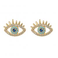 Cubic Zirconia Micro Pave Brass Earring Eye gold color plated micro pave cubic zirconia & for woman & hollow Sold By Pair