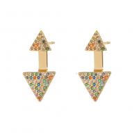 Brass Drop Earring, gold color plated, micro pave cubic zirconia & for woman & enamel, multi-colored, 11x20.50mm, Sold By Pair