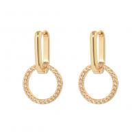 Huggie Hoop Drop Earring, Brass, gold color plated, micro pave cubic zirconia & for woman & hollow, 15.20x26mm, Sold By Pair