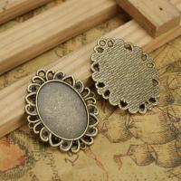 Tibetan Style Pendant Cabochon Setting, plated, antique bronze color, 25x18mm, Sold By PC
