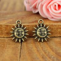 Tibetan Style Pendants, Sun, plated, antique bronze color, 12mm, Sold By PC