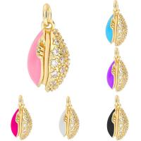 Tibetan Style Enamel Pendants, Teardrop, plated, micro pave cubic zirconia, more colors for choice, 10x17mm, Sold By PC