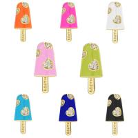 Tibetan Style Enamel Pendants, Ice Cream, plated, micro pave cubic zirconia, more colors for choice, 9x20mm, Sold By PC