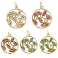 Tibetan Style Pendants, Round, plated, micro pave cubic zirconia, more colors for choice, 19x21mm, Sold By PC