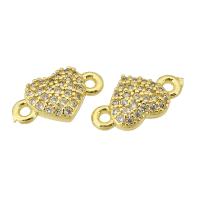 Cubic Zirconia Micro Pave Brass Connector Heart gold color plated fashion jewelry & DIY & micro pave cubic zirconia golden Approx 2mm Sold By Lot