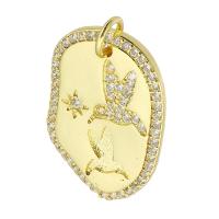 Cubic Zirconia Micro Pave 925 Sterling Silver Pendant, Brass, gold color plated, fashion jewelry & DIY & micro pave cubic zirconia, golden, 15x22x2mm, Hole:Approx 3mm, 10PCs/Lot, Sold By Lot