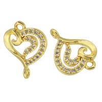 Cubic Zirconia Micro Pave Brass Connector Heart gold color plated fashion jewelry & DIY & micro pave cubic zirconia golden Approx 2mm Sold By Lot