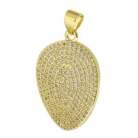 Cubic Zirconia Micro Pave 925 Sterling Silver Pendant, Brass, gold color plated, fashion jewelry & DIY & micro pave cubic zirconia, golden, 18x26x3mm, Hole:Approx 4mm, 10PCs/Lot, Sold By Lot