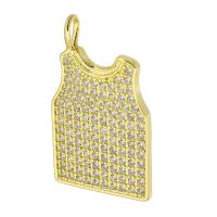 Zircon cubique Micro Pave pendentif en argent sterling, laiton, vêtement, Placage de couleur d'or, bijoux de mode & DIY & pavé de micro zircon, doré, 18x30x2mm, Trou:Environ 3mm, 10PC/lot, Vendu par lot