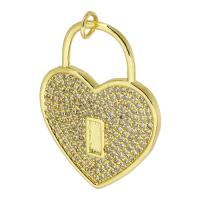 Цирконий Micro Pave Серебряный кулон, Латунь, Сердце, плакирован золотом, ювелирные изделия моды & DIY & инкрустированное микро кубического циркония, Золотой, 25x32.50x2mm, отверстие:Приблизительно 2.5mm, 10ПК/Лот, продается Лот
