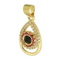 Cubic Zirconia Micro Pave Brass Pendant, gold color plated, fashion jewelry & DIY & evil eye pattern & micro pave cubic zirconia, multi-colored, 10x19x3mm, Hole:Approx 3mm, 10PCs/Lot, Sold By Lot