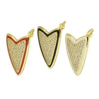 Cubic Zirconia Micro Pave Brass Pendant Heart gold color plated fashion jewelry & DIY & micro pave cubic zirconia & enamel Approx 3.5mm Sold By Lot