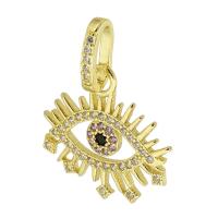 Cubic Zirconia Micro Pave Brass Pendant, gold color plated, fashion jewelry & DIY & evil eye pattern & micro pave cubic zirconia, multi-colored, 20x19x1.50mm, Hole:Approx 3mm, 10PCs/Lot, Sold By Lot