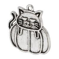Tibetan Style Animal Pendants, Cat, antique silver color plated, Unisex, silver color, nickel, lead & cadmium free, 20x21x1mm, Hole:Approx 2mm, Sold By KG