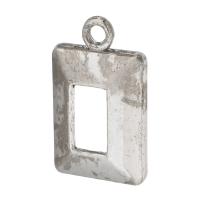 Zinc Alloy Pendler, Rektangel, antik sølv farve forgyldt, du kan DIY & hule, sølv, nikkel, bly & cadmium fri, 16.50x21x4mm, Hole:Ca. 2mm, Solgt af KG