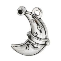 Tibetan Style Moon Pendants, antique silver color plated, Unisex, silver color, nickel, lead & cadmium free, 14x19x3mm, Hole:Approx 2mm, Sold By KG
