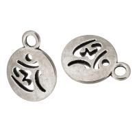 Tibetan Style Pendants, Round, antique silver color plated, Unisex & hollow, silver color, nickel, lead & cadmium free, 11x14x2mm, Hole:Approx 2mm, Sold By KG