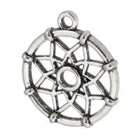 Tibetan Style Pendants, Flat Round, antique silver color plated, Unisex & hollow, silver color, nickel, lead & cadmium free, 19x22x2.50mm, Hole:Approx 2mm, Sold By KG