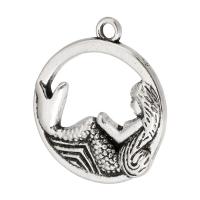 Tibetan Style Pendants, Mermaid, antique silver color plated, Unisex & hollow, silver color, nickel, lead & cadmium free, 23x26x2mm, Hole:Approx 2mm, Sold By KG