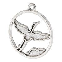 Tibetan Style Animal Pendants, Crane, antique silver color plated, Unisex & hollow, silver color, nickel, lead & cadmium free, 27x30x1.50mm, Hole:Approx 2mm, Sold By KG