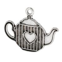Tibetan Style Pendants, Teapot, antique silver color plated, Unisex, silver color, nickel, lead & cadmium free, 30x24x1mm, Hole:Approx 2mm, Sold By KG