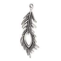 Tibetan Style Feather Pendants, antique silver color plated, DIY, silver color, nickel, lead & cadmium free, 28x71x4mm, Hole:Approx 3mm, Sold By KG