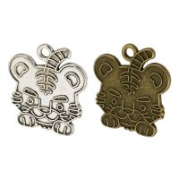 Tibetan Style Animal Pendants, Tiger, plated, Unisex, more colors for choice, nickel, lead & cadmium free, 23x25x1mm, Hole:Approx 2mm, Approx 200PCs/Bag, Sold By Bag
