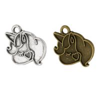 Tibetan Style Animal Pendants, Unicorn, plated, Unisex, more colors for choice, nickel, lead & cadmium free, 16x14.50x1mm, Hole:Approx 2mm, Approx 800PCs/Bag, Sold By Bag