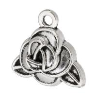 Tibetan Style Flower Pendants, Rose, antique silver color plated, Unisex, silver color, nickel, lead & cadmium free, 17x16x4mm, Hole:Approx 2mm, Sold By KG