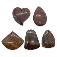 Bijoux Pendentifs en pierres gemmes, Jaspe rouge, 5 pièces & DIY, noir et rouge, 35x45-25x55mm, 5PC/fixé, Vendu par fixé