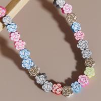 Perles en argile polymère, argile de polymère, Rose, DIY, couleurs mélangées, 10x4mm, Vendu par Environ 15.75 pouce brin