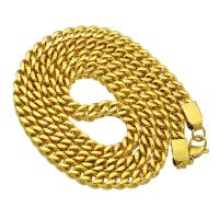 Halskette, 304 Edelstahl, Modeschmuck & unisex, goldfarben, 6mm, Länge ca. 28 ZollInch, verkauft von PC