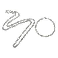 Edelstahl Schmucksets, Armband & Halskette, 304 Edelstahl, 2 Stück & Modeschmuck & für Frau, originale Farbe, 5mm, Länge:ca. 8 ZollInch, ca. 24 ZollInch, verkauft von setzen