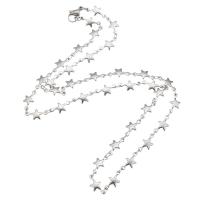 Corrente de colar, Aço inoxidável 304, Estrela, joias de moda & para mulher, cor original, 6x12mm, comprimento Aprox 20 inchaltura, vendido por PC