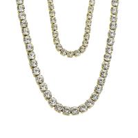 Cadena de Collar, acero inoxidable 304, Joyería & unisexo & diverso tamaño para la opción & con diamantes de imitación, dorado, 3mm,4mm, longitud aproximado 19.5 Inch, Vendido por UD