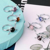 Zinc Alloy Open Finger Ring with Gemstone & for woman nickel lead & cadmium free Sold By PC