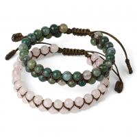 Gemstone Bracelet, with Knot Cord, Double Layer & different materials for choice & Unisex, 6mm, Sold Per Approx 7.87 Inch Strand