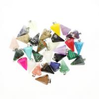 Gemstone Pendants Jewelry Natural Stone Conical silver color plated DIY nickel lead & cadmium free Sold By PC