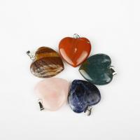 Gemstone Pendants Jewelry Natural Stone Heart silver color plated DIY nickel lead & cadmium free Approx 3mm Sold By PC