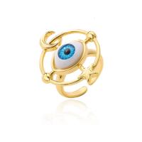 Evil Eye Jewelry Ring Finger, cobre, with plástico, cromado de cor dourada, Ajustável & para mulher, Mais cores pare escolha, 32mm, vendido por PC