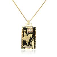 Cubic Zircon Micro Pave Brass Necklace, Square, gold color plated, different designs for choice & micro pave cubic zirconia & for woman & enamel, more colors for choice, 22x42mm, Length:Approx 17.7 Inch, Sold By PC