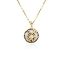 Cubic Zircon Micro Pave Brass Necklace, gold color plated, different designs for choice & micro pave cubic zirconia & for woman, more colors for choice, 18x24mm, Length:Approx 17.7 Inch, Sold By PC