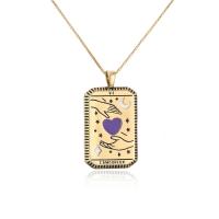 Brass Necklace, Square, gold color plated, different designs for choice & for woman & enamel, more colors for choice, 26x49mm, Length:Approx 17.7 Inch, Sold By PC