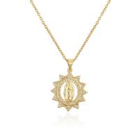 Cubic Zircon Micro Pave Brass Necklace, gold color plated, micro pave cubic zirconia & for woman, 20x28mm, Length:Approx 17.7 Inch, Sold By PC