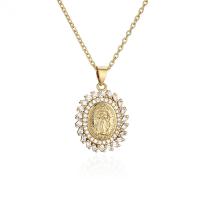 Cubic Zircon Micro Pave Brass Necklace, gold color plated, micro pave cubic zirconia & for woman, 16x26mm, Length:Approx 17.7 Inch, Sold By PC
