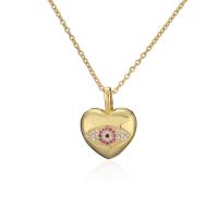 Cubic Zircon Micro Pave Brass Necklace Heart gold color plated micro pave cubic zirconia & for woman Length Approx 17.7 Inch Sold By PC