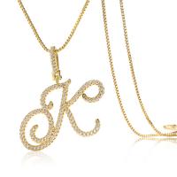 Cubic Zircon Micro Pave Brass Necklace, gold color plated, different styles for choice & micro pave cubic zirconia & for woman, 31x35mm, Length:Approx 17.7 Inch, Sold By PC