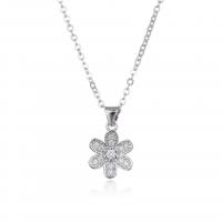 Cubic Zircon Micro Pave Brass Necklace Flower plated micro pave cubic zirconia & for woman 11mm Sold By PC